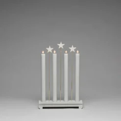 Adventsstake med stjerner - Lys grå