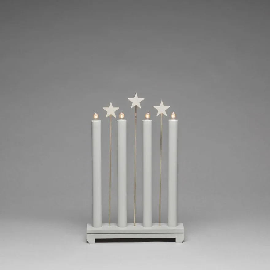 Adventsstake med stjerner - Lys grå