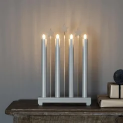 Adventsstake med stjerner - Lys grå