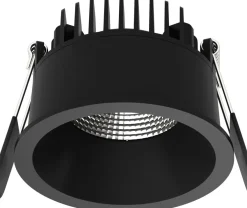 Aria D75 lavtbyggende downlight 7W 2700K IP44 m/flicker free dimbar driver - Svart