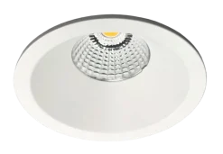 Aria D90 lavtbyggende downlight 7W 2700K IP44 m/flicker free driver dimbar - Hvit
