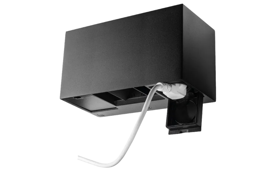 Artes Outlet 8W vegglampe opp/ned lys IP44 2700 Kelvin med 2 stikkontakter - Dimbar