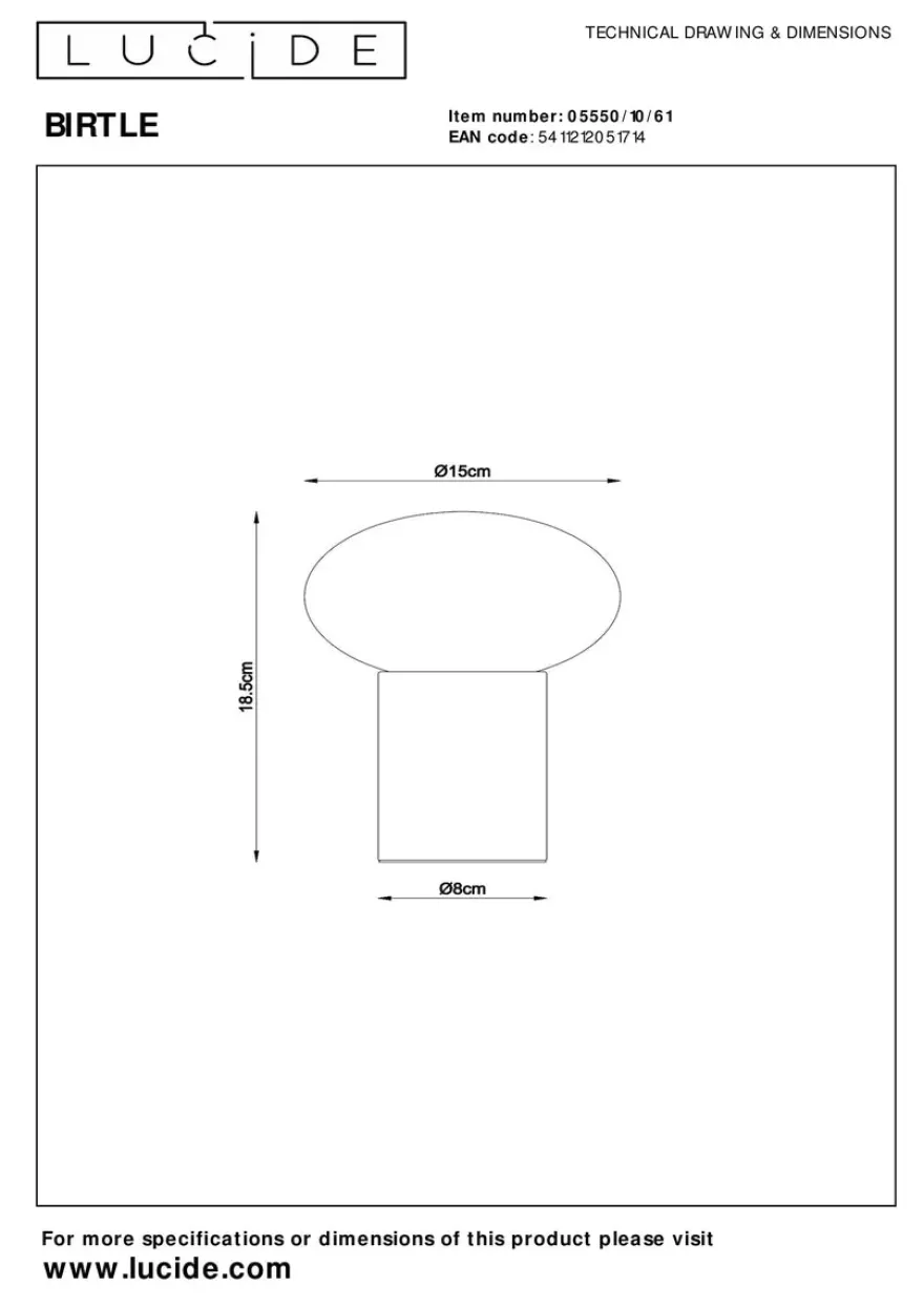 Birtle bordlampe 23 cm