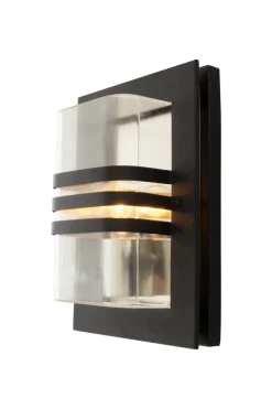 Capo vegglampe utendørs IP44 E27 - Svart/Klart glass