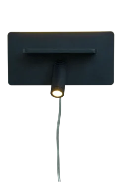 Cargador vegglampe med trådløs lader og USB - Svart
