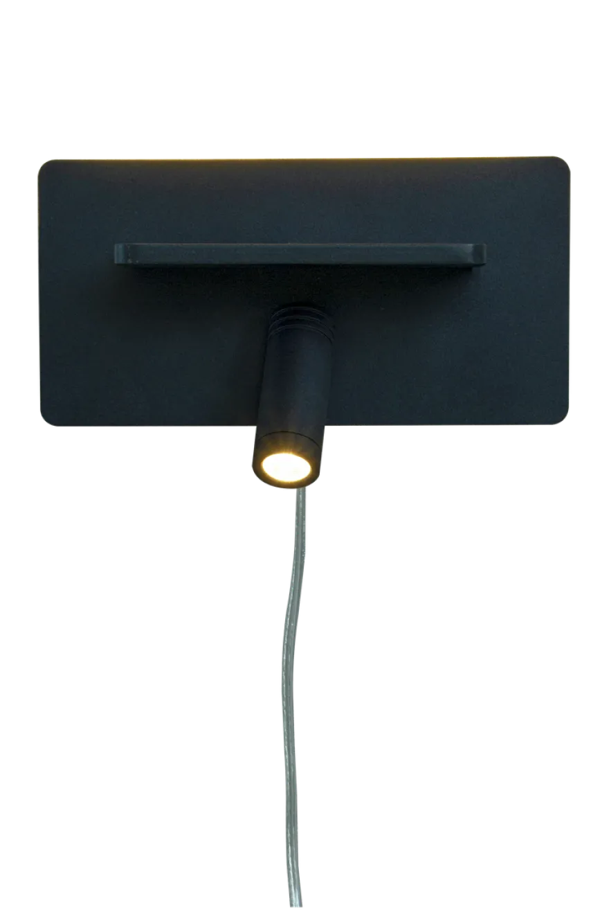 Cargador vegglampe med trådløs lader og USB - Svart