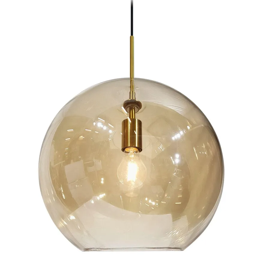 Chester takpendel 35 cm - Messing/Amberfarget glass