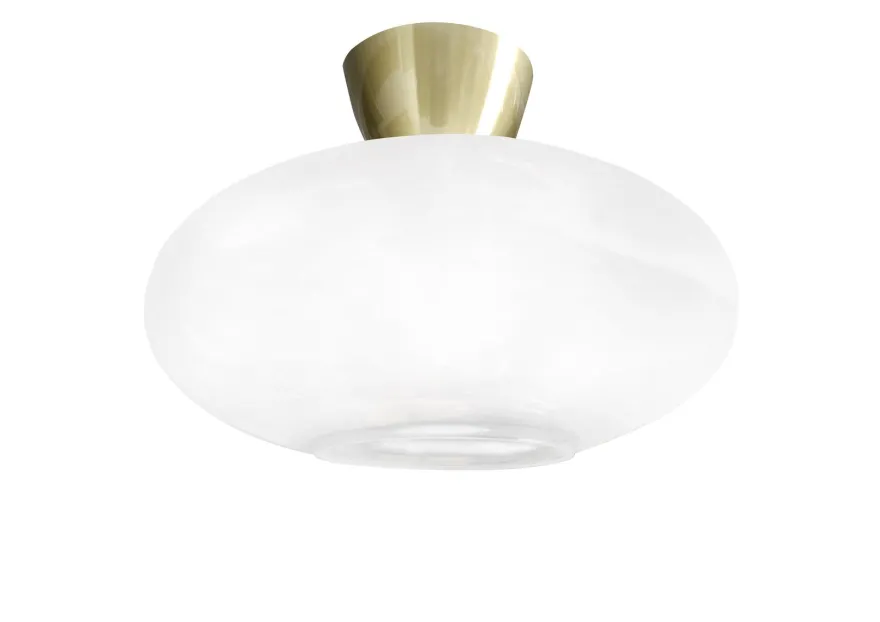 Cup 105 taklampe med glasskuppel 28 cm - Messingfarget/Opal hvit