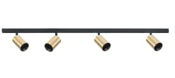 Designline Tube Pro komplett 1.9 meter spotskinne med 4 spotter GU10 - Svart/Messing