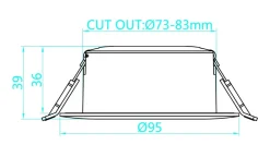 E95 lavtbyggende downlight 2700 Kelvin IsoSafe RA90 7W IP54 - Dimbar