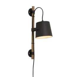 Espresso vegglampe - Svart/tre