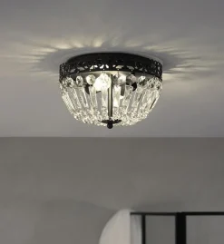 Etienne taklampe 25 cm - Svart/Klar - Svart / Krystall