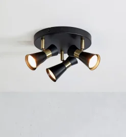Folie taklampe 3-spot - Svart/Antikk messingfarget - Svart / Messing