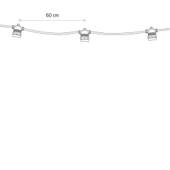 Garden Garland utendørs lysslynge 6 meter 10 lys IP65 ekstra slynge - Svart