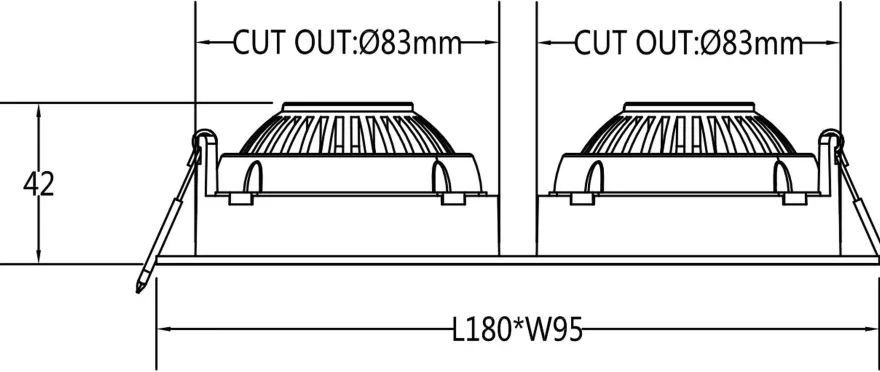 Georgia 360 lavtbyggende downlight dobbel 2x7W 3000K RA97 Dimbar IP44 - Hvit