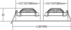 Georgia 360 lavtbyggende downlight dobbel 2x7W 3000K RA97 Dimbar IP44 - Svart