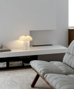 Glossy bordlampe Marmor - Opalhvit