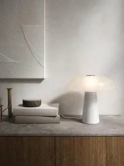 Glossy bordlampe Marmor - Opalhvit