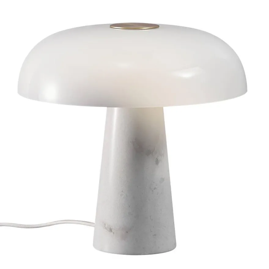 Glossy bordlampe Marmor - Opalhvit