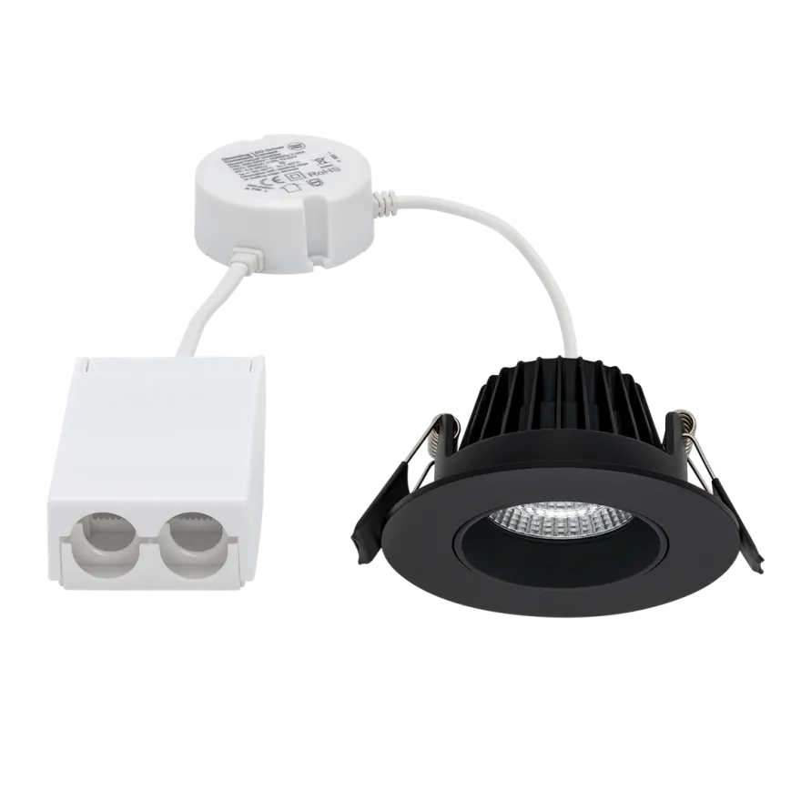 Icarus lavtbyggende downlight Isosafe 7W RA95 2700K 68-83 mm dimbar - Svart