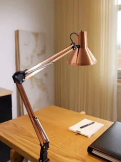 Jensen bordlampe m/bordklemme og veggfeste - Kobber