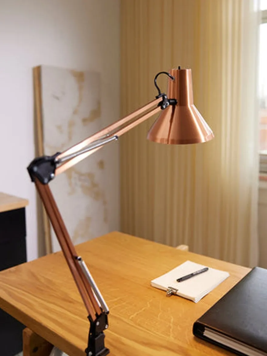 Jensen bordlampe m/bordklemme og veggfeste - Kobber