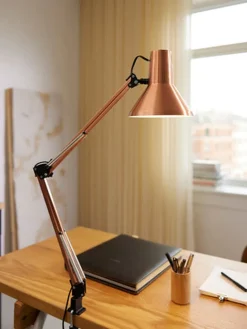 Jensen bordlampe m/bordklemme og veggfeste - Kobber