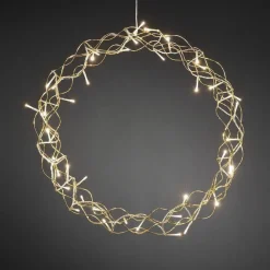 Julekrans med lys 45 cm varmhvit led - Gull