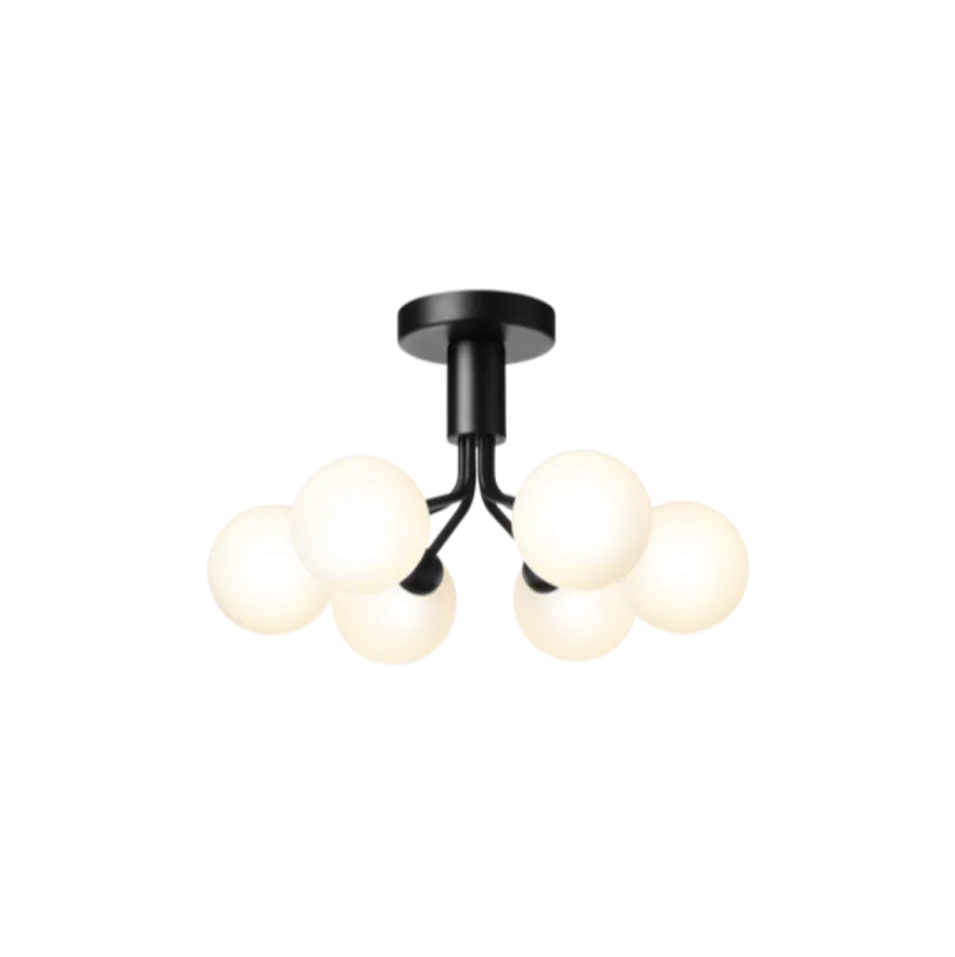 Nuura Apiales 6 taklampe satengsort / opal glass