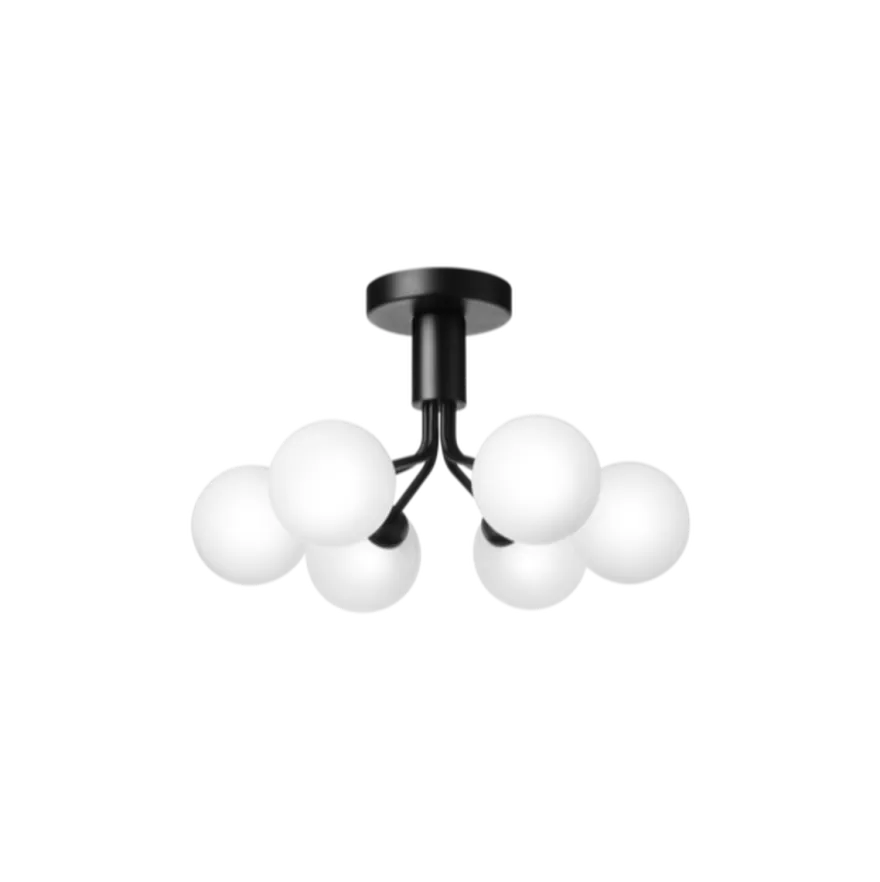 Nuura Apiales 6 taklampe satengsort / opal glass