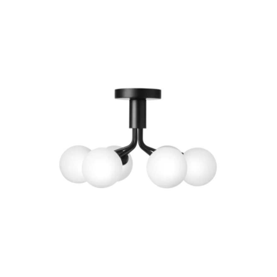 Nuura Apiales 6 taklampe satengsort / opal glass