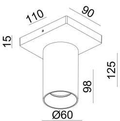 OZ K1 taklampe med 1 spott - Svart/gull
