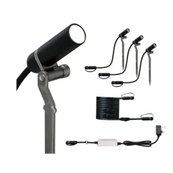Plug & Shine Platini spot med spyd 2W 3000 Kelvin IP65 - 3 pakning med strømforsyning