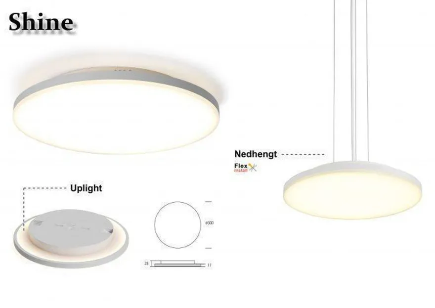 Shine 300 taklampe CS/PS 10/18/24W 2700/3000K Dimbar - Hvit