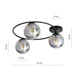 Sopra taklampe 3-lys - Svart/Røykfarget