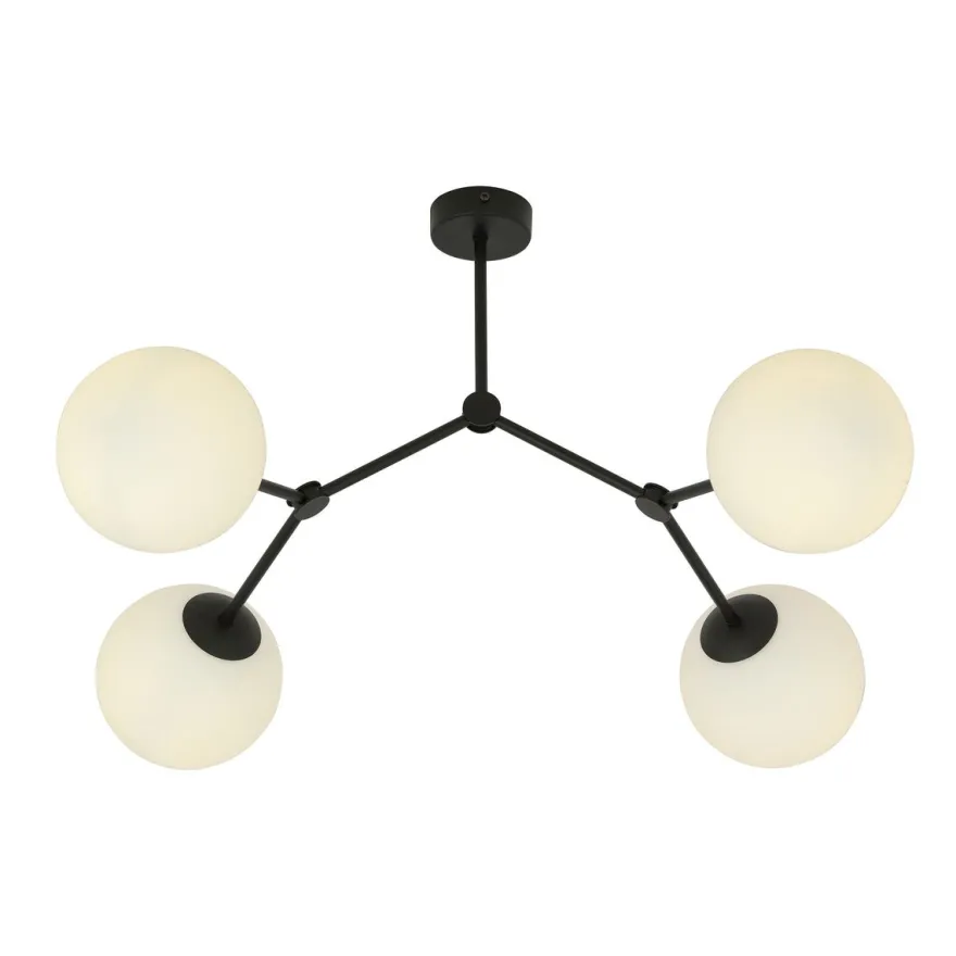 Space taklampe 4 lys - Svart/Opal