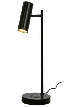 Tabela bordlampe med trådløs lader og USB - Svart