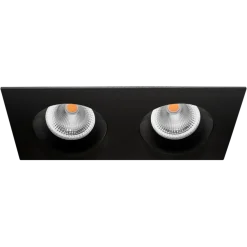 Tigrus Square Double 360° justerbare lavtbyggende downlight 2x7W 2700K IP44 - Svart