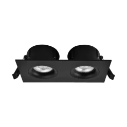 Tigrus Square Double 360° justerbare lavtbyggende downlight 2x7W 2700K IP44 - Svart