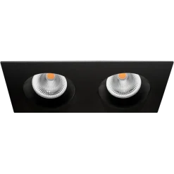 Tigrus Square Double 360° justerbare lavtbyggende downlight 2x8W 1800-3000K Dim2Warm IP44 - Svart