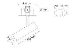 Tube Micro R takspot for innfelling 15W 2700K dimbar