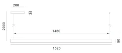 Valentina takpendel 152 cm opp/ned lys 2700 Kelvin