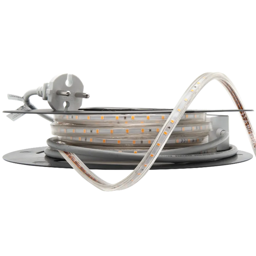 230V LED-Strip 9,2W 3000K IP65 Dimbar m/stikkontakt - 20 meter