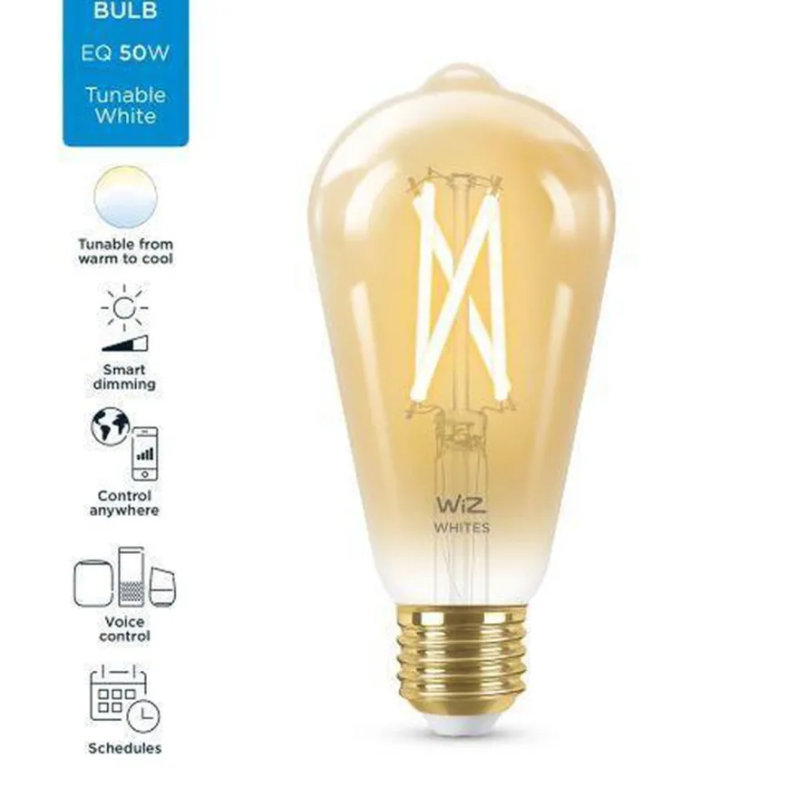 WiZ E27 Lyspære filament St64 6,7W Wifi - Justerbar fargetemperatur 2000-5000 Kelvin